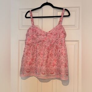 Hollister Pink Floral Smocked Cami Tank